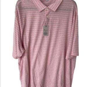 Peter Millar Golf Shirt, Pink w/blue stripes, XXL, NWT